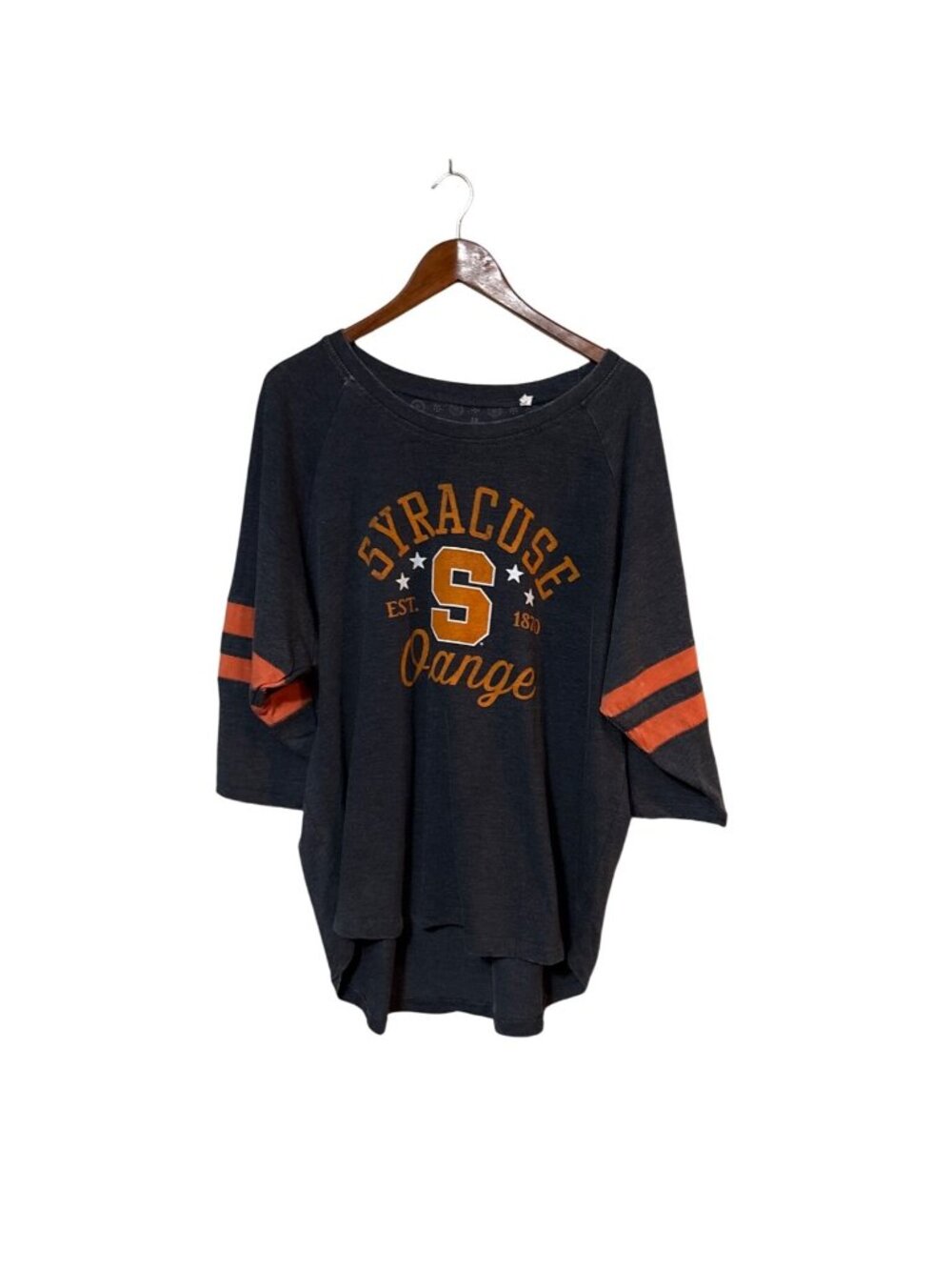 Syracuse Orange Oversized 3/4 Sleeve Shirt Pressbox 3X Cotton/Poly Blend Charcoa